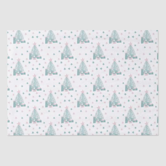 Papier Mousseline Noël rose et vert (Recto)