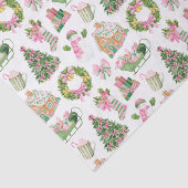 Papier Mousseline Noël rose et vert Preppy (Détail)