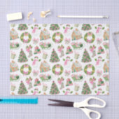 Papier Mousseline Noël rose et vert Preppy (Artisanat)