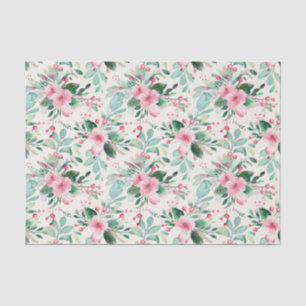 Papier Mousseline Noël rose Floral Vintage