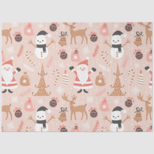 Papier Mousseline Noël rose mignon Arbre de Noël Snowman Reindeer