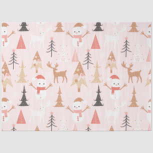 Papier Mousseline Noël rose mignon Arbre de Noël Snowman Reindeer