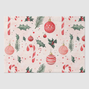 Papier Mousseline Noël rose rouge Vintage