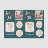 Papier Mousseline Noël Rose Vert Rétro (Recto)