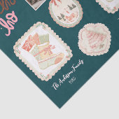 Papier Mousseline Noël Rose Vert Rétro (Détail)