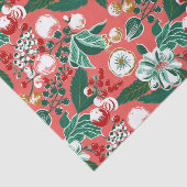 Papier Mousseline Noël rose vert rétro Floral (Détail)