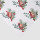 Papier Mousseline Noël Rouge Cardinal Vert Aquarelle (Détail)