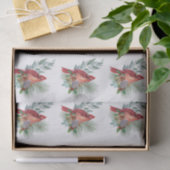 Papier Mousseline Noël Rouge Cardinal Vert Aquarelle (Cadeau)