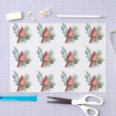 Papier Mousseline Noël Rouge Cardinal Vert Aquarelle (Artisanat)