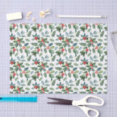 Papier Mousseline Noël rouge et vert Motif Holly (Artisanat)