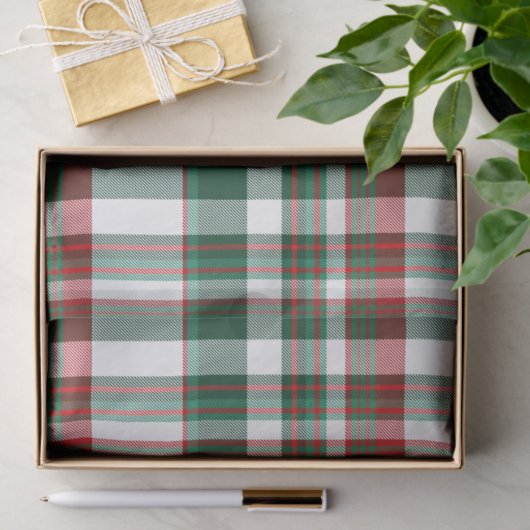 Papier Mousseline Noël Rouge Et Vert Plat (Cadeau)