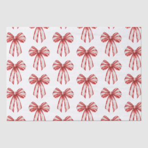 Papier Mousseline Noël rouge menthe poivrée Bows sur blanc