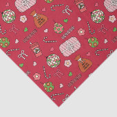 Papier Mousseline Noël rouge rétro couleur mignon (Détail)