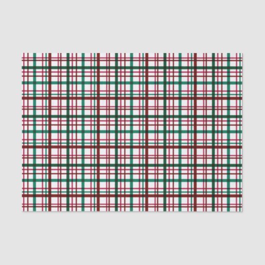Papier Mousseline Noël Rouge Vert Plaid Classique (Recto)