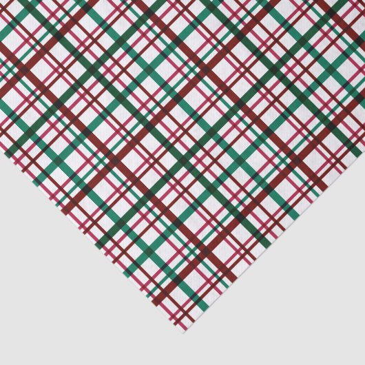 Papier Mousseline Noël Rouge Vert Plaid Classique (Détail)