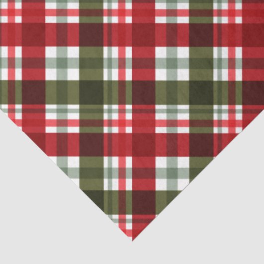 Papier Mousseline Noël Rouge Vert Plat (Détail)