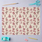 Papier Mousseline Noël Rouge Vintage (Artisanat)