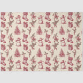 Papier Mousseline Noël Rouge Vintage (Recto)