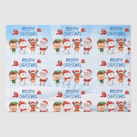 Papier Mousseline Noël Rudolf Le renne et les amis (Recto)