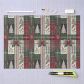 Papier Mousseline Noël Russe Plaid traditionnel Vert Motif (Artisanat)