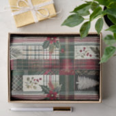 Papier Mousseline Noël Russe Plaid traditionnel Vert Motif (Cadeau)