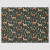 Papier Mousseline Noël Russe Russe Moderne de cerfs et pins (Recto)