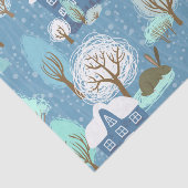 Papier Mousseline Noël rustique de pays bleu-clair et blanc (Détail)