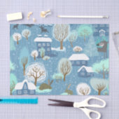 Papier Mousseline Noël rustique de pays bleu-clair et blanc (Artisanat)