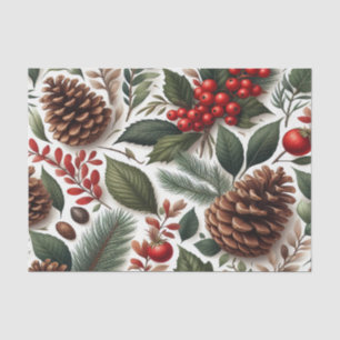 Papier Mousseline Noël rustique en pin