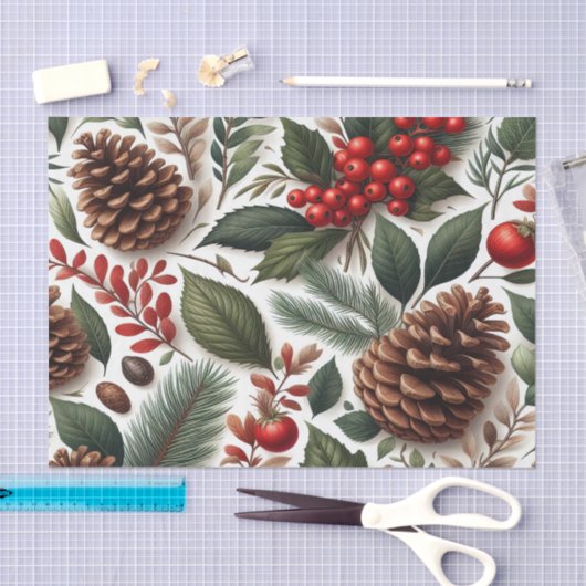 Papier Mousseline Noël rustique en pin (Artisanat)