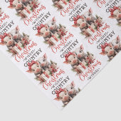 Papier Mousseline Noël rustique Pays Souhaite Joli Cochon (Détail)