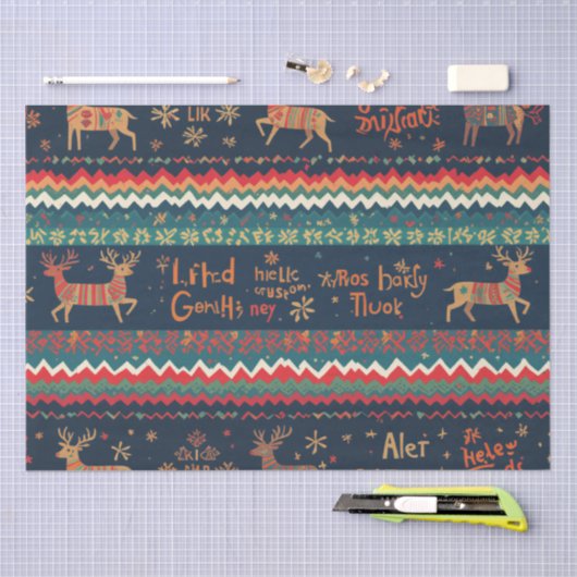 Papier Mousseline Noël Salutations motif Design (Artisanat)