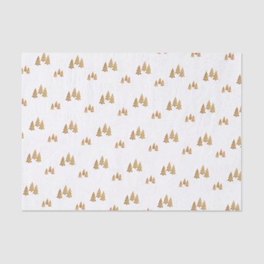 Papier Mousseline Noël simple Motif de pin d'or (Recto)
