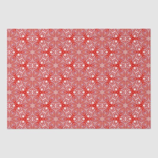 Papier Mousseline Noël Snowflake Motif Rouge Luxe (Recto)