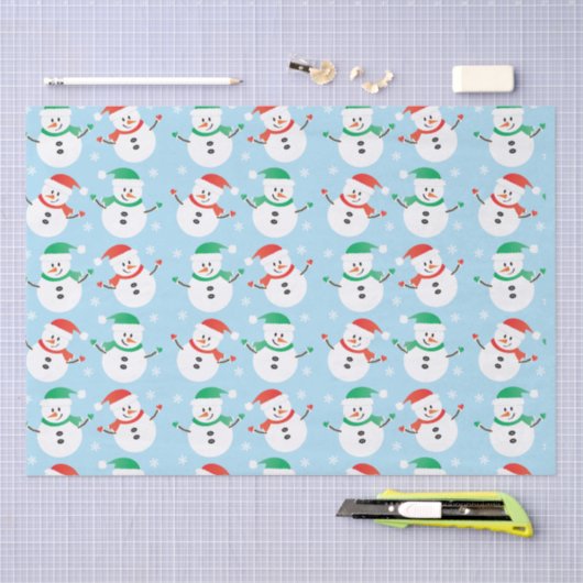 Papier Mousseline Noël Snowman Snowflake Motif (Artisanat)