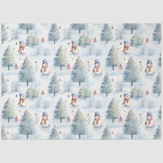 Papier Mousseline Noël Snowmen (Recto)