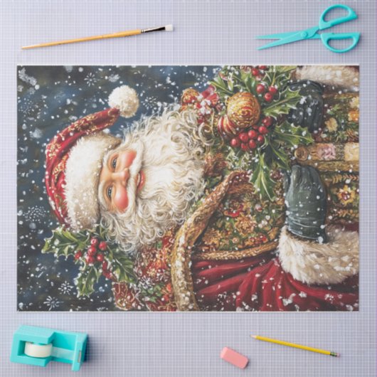 Papier Mousseline Noël souriant Père Noël (Artisanat)