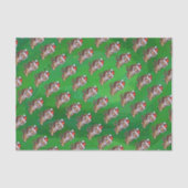 Papier Mousseline Noël Tigre Sur Vert (Recto)