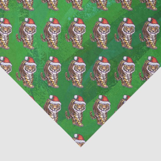 Papier Mousseline Noël Tigre Sur Vert (Détail)