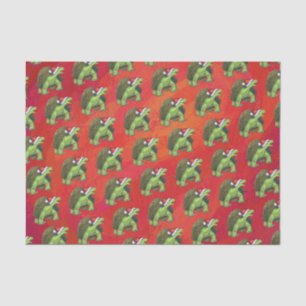 Papier Mousseline Noël Tortue Sur Rouge