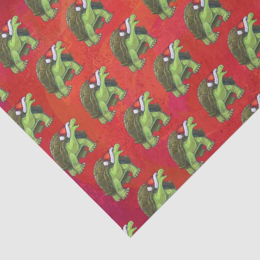 Papier Mousseline Noël Tortue Sur Rouge (Détail)