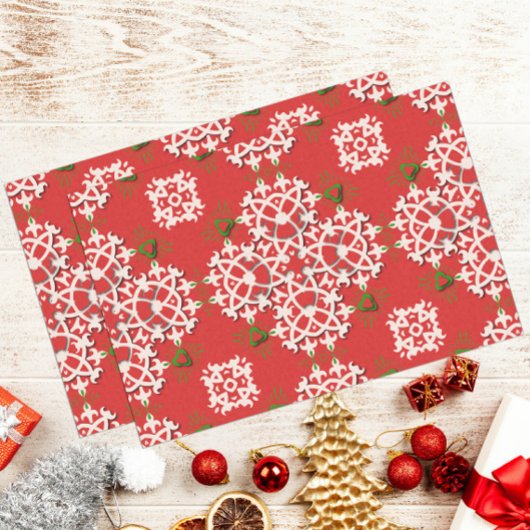 Papier Mousseline Noël traditionnel de l'Ornat rouge