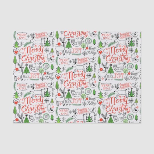 Papier Mousseline Noël typographique (Recto)