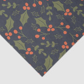 Papier Mousseline Noël Vacances Modernes Foliage Holly Botanique (Détail)