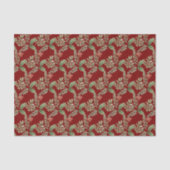 Papier Mousseline Noël Vacances Red Green Holly Berry Botanique (Recto)