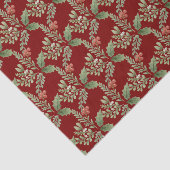 Papier Mousseline Noël Vacances Red Green Holly Berry Botanique (Détail)