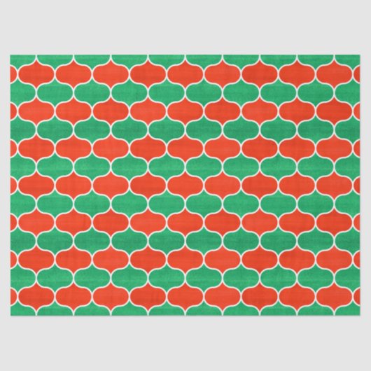 Papier Mousseline Noël Vacances Rouge et vert Motif oignon (Recto)