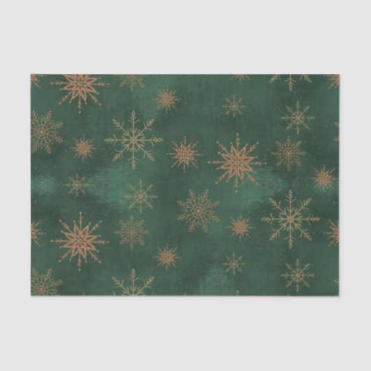 Papier Mousseline Noël Vert Élégant Parties scintillant Or Snowflake (Recto)