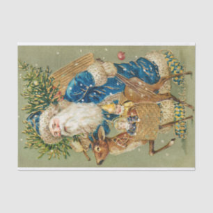 Papier Mousseline Noël vintage au Père Noël et aux Cerfs