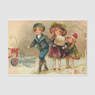 Papier Mousseline Noël vintage badine le tissu de fête de vacances